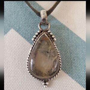 Elegant Sterling Silver Coffee Moonstone Pendant Necklace